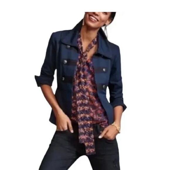 CAbi In The Band 3375 Military Button Jacket Size Medium Navy Blue Black Pockets - Picture 3 of 9